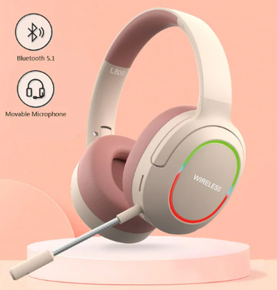 Bluetooth 5.1 Gamer Surround Sound Stereo Wireless Headphones With Mic Rosy Pink $43.72 (RRP $77.17) @ Mini In The Box