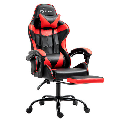 Artiss Gaming Office Chair Leather Executive Computer Chairs Recline Footrest Red and Black $144.95 (RRP $283.99) @ eBay AU