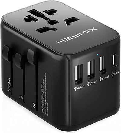 HEYMIX International Travel Adapter Black $17.81 (RRP $39.99) @ Amazon AU