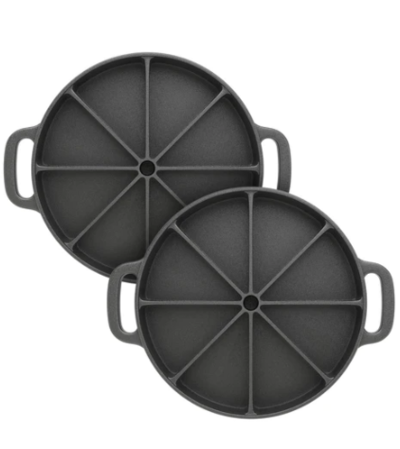 SOGA 2X 21.5CM Round Cast Iron Baking Wedge Pan 8-Slice Baking Dish with Handle $101.50 (RRP $146.50) @ Hey Hey