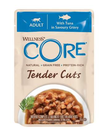 BUY Wellness CORE Tender Cuts With Tuna In Savoury Gravy 85 GM * 12 ONLINE AT BEST PRICE @ Vet Supply