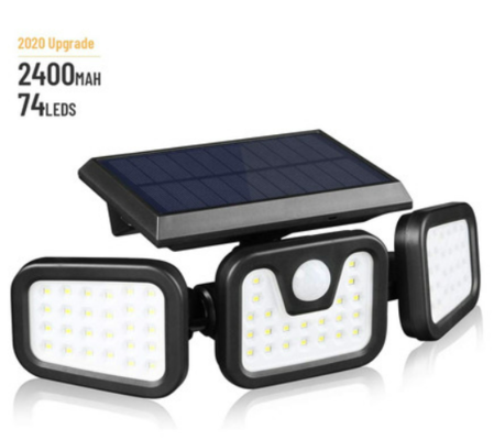 3 Heads 70LEDs Solar Flood Light IP65 Waterproof with Motion Sensor $29.95 (RRP $69.95) @ Best Deals