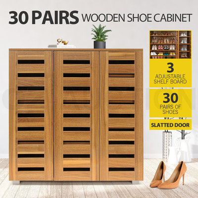 New Shoe Storage Cabinet Wooden 3 Doors 30 Pairs for Home Entryway Closet Oak $189.95 (RRP $299.95) @ eBay AU