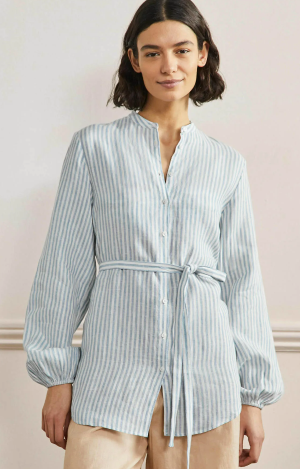 Rosie Linen Shirt Dusty Blue Stripe $68 (RRP $170) @ Boden Clothing