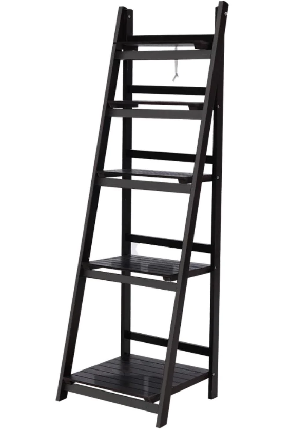 Artiss Display Shelf 5 Tier Wooden Ladder Stand Storage Book Shelves Rack Coffee $99 (RRP $172) @ Kings Warehouse