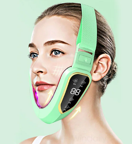 Facial Lifting Device LED Photon Therapy Facial Slimming Vibration Massager Green $31.02 (RRP $70.77) @ Light In The Box