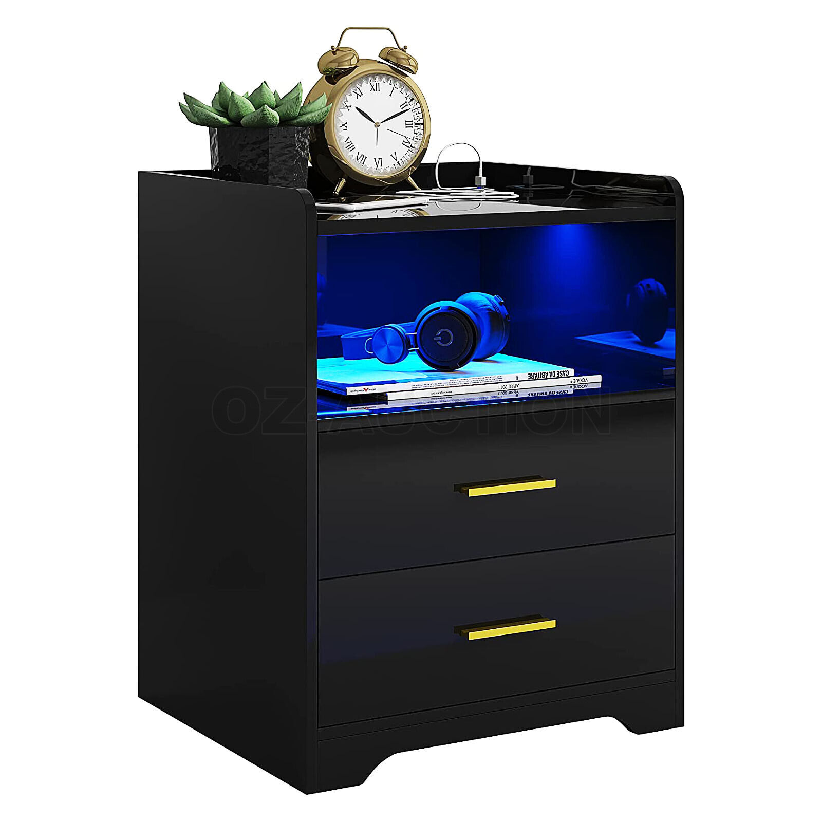 Luxsuite Smart Bedside Table LED Nightstand Side Storage Cabinet Sofa End Black $129.95 (RRP $239.95) @ eBay AU