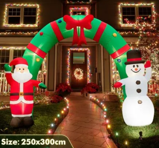 Christmas Santa Claus Snowman Arch Decor Inflatable Decoration Built In LED 300 x 250cm $129.95 (RRP $199.95) @ Best Deals NZ