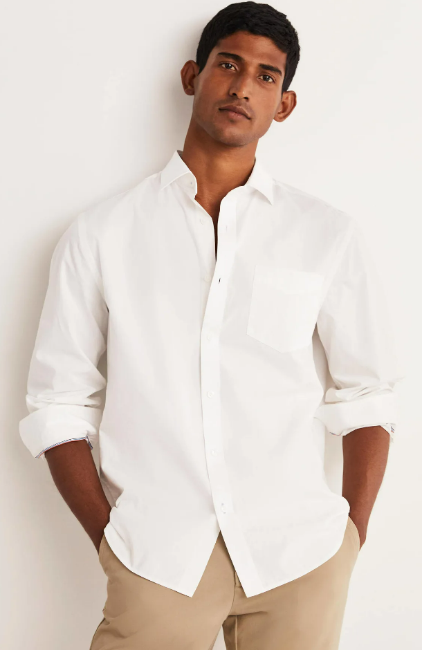 Cutaway Collar Poplin Shirt White $68.60 (RRP $98) @ Boden Clothing