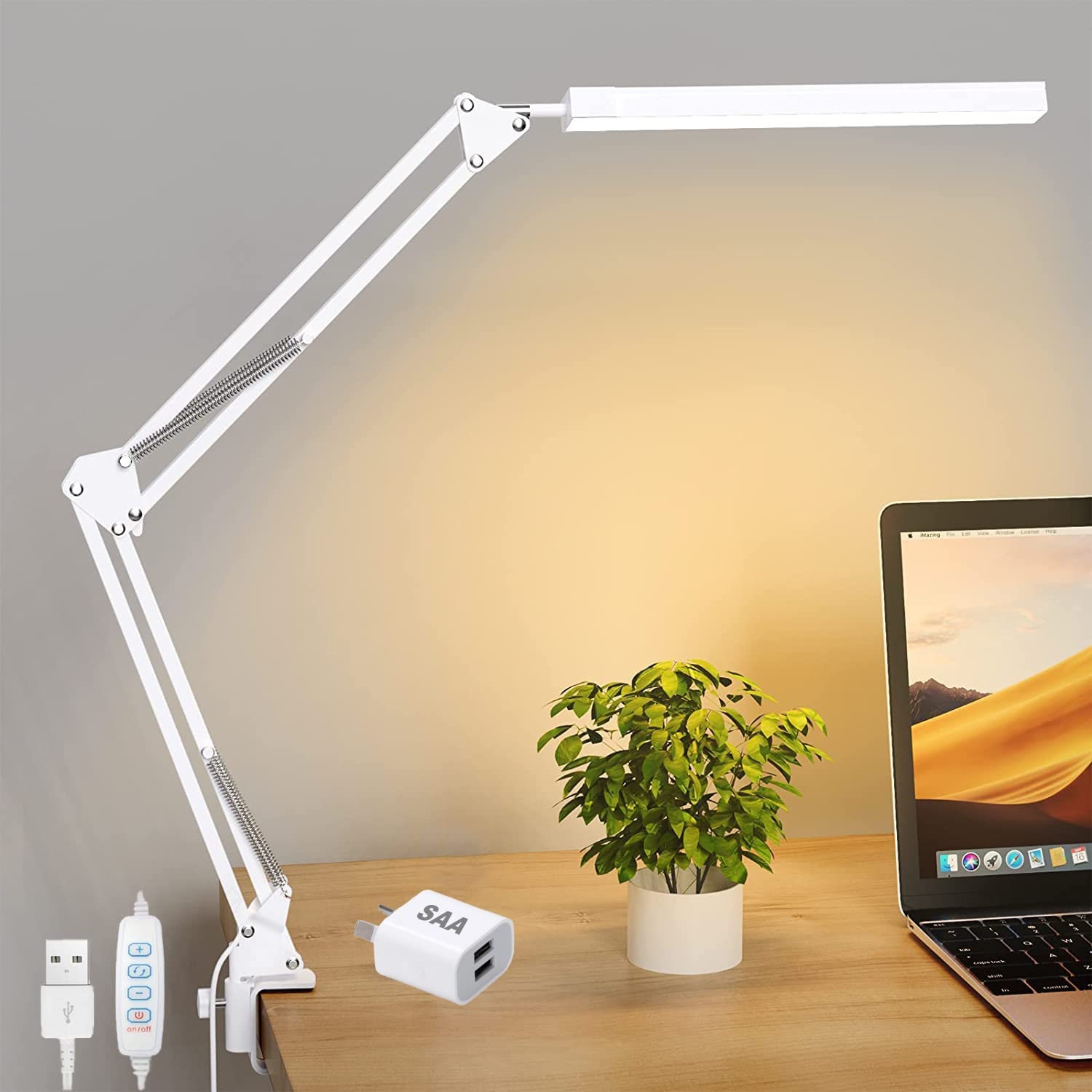 YESDEX LED Desk Lamp with Clamp with 3 Color Modes 10 Brightness Levels (White) $29.69 (RRP $45.99) @ Amazon AU