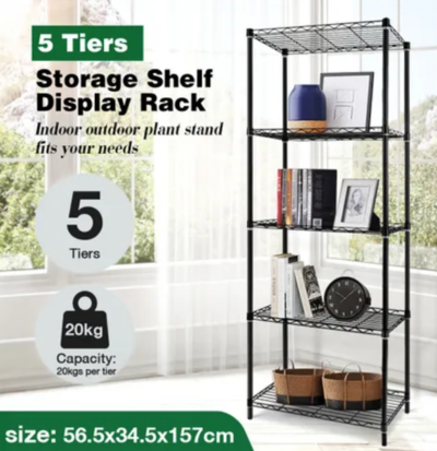 5-Tier Metal Plant Stand Planter Flower Display Rack Multifunctional Storage Shelf Black $49.96 (RRP $89.95) @ Crazy Sales