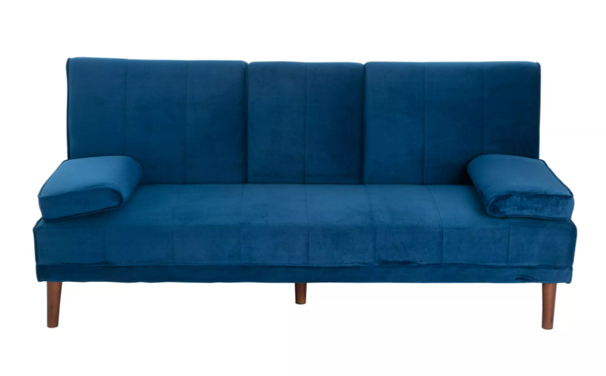 3 Seater Sofa Bed Couch with Cup Holder Velvet Navy $367.96 (RRP $655.95) @ Dreamo