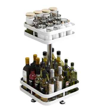 SOGA 2 Tier Steel White Square Rotating Multi-Function Kitchen Portable Storage $35.50 (RRP $55.50) @ Hey Hey