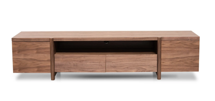 New York Lowline 2.1m Wooden TV Entertainment Unit Walnut $740 (RRP $1540) @ Interior Secrets