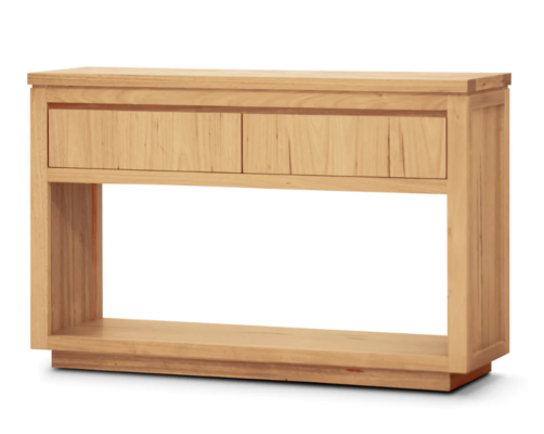 Rosemallow Console Hall Entry Table 119cm Parquet Top Solid Messmate Timber $930 (RRP $1860) @ Kings Warehouse