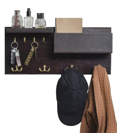 Wood Entryway Coat Rack with 2 Leather Tray(Brown) $72 (RRP $135) @ Kings Warehouse