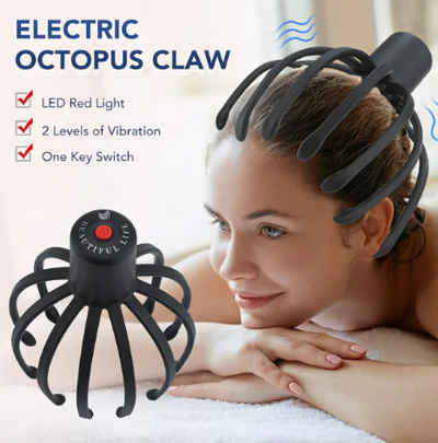 Electric Octopus Claw Scalp Massager Hands Free Therapeutic Head Scratcher Black $87.59 (RRP $131.39) @ Mini In The Box