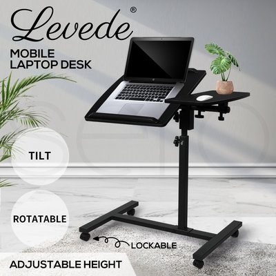 Levede Mobile Laptop Desk Adjustable Computer Table Stand Black $49.99 (RRP $99.99) @ eBay AU