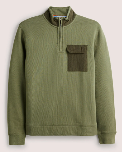 Side Panel Half Zip Utility Green $76.05 (RRP $130) @ Boden Clothing