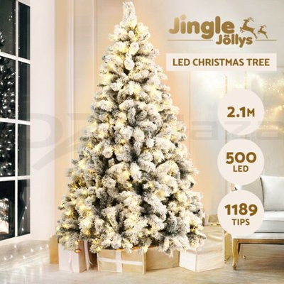 Jingle Jollys Christmas Tree 2.1M Xmas Tree with 500 LED Lights Snowy Tips $399.95 (RRP $664.99) @ eBay AU