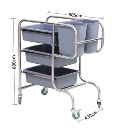 SOGA 3 Tier Food Trolley Food Waste Cart Five Buckets 80x43x89cm Round $216.90 (RRP $371.90) @ Hey Hey