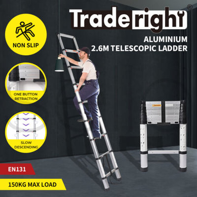 Traderight Telescopic Ladder Slow Down One Button Retraction Aluminium 2.6M $109.99 (RRP $374.99) @ Sello via eBay AU