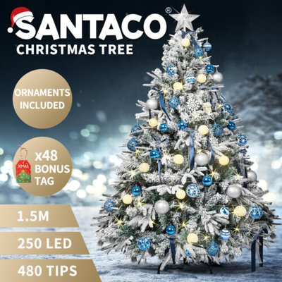 Santaco Christmas Tree 1.5M 5Ft Fairy Lights Snow Flocked Xmas Ornaments Decor $199.99 (RRP $339.99) @ eBay AU