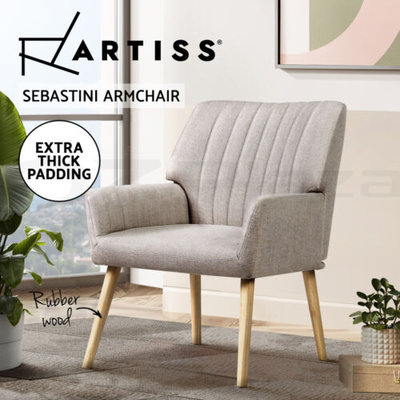 Artiss Armchair Lounge Chair Armchairs Accent Chairs Sofa Couch Fabric Beige $126.95 (RRP $216.99) @ eBay AU