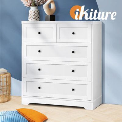 Oikiture 5 Chest of Drawers Tallboy Cabinet Dresser Storage Hamptons Furniture $199.90 (RRP $289.95) @ eBay AU