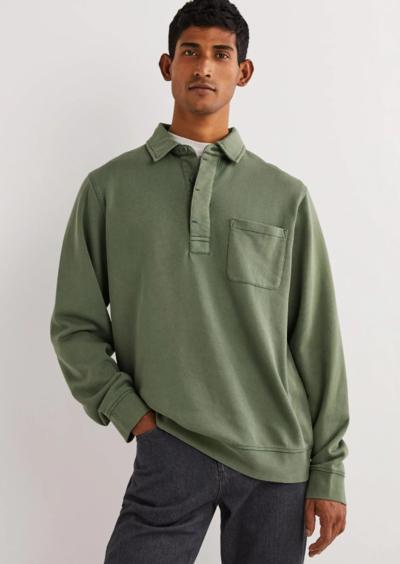 Button Neck Sweatshirt Alligator Green $91 (RRP $130) @ Boden Clothing