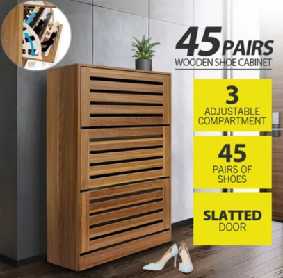 Oak Shoe Cabinet Rack Wooden Shelf Organiser w/3 Drawers $119.99 (RRP $299.95) @ Crazy Sales