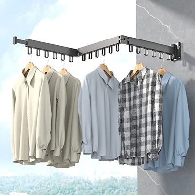 Laundry Drying Rack Wall Mount M,3-Pole,O Shape,Black $36.68 (RRP $73.88) @ Amazon AU