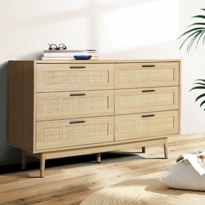 Artiss 6 Chest of Drawers Rattan Tallboy Wooden Cabinet $234.95 (RRP $391.99) @ OZ Plaza Living eBay AU