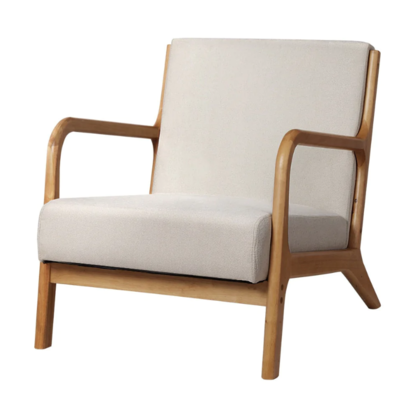 Artiss Armchair Lounge Chair Accent Armchairs Couch Sofa Bedroom Beige Wood $194.99 (RRP $399) @ Momentous Living