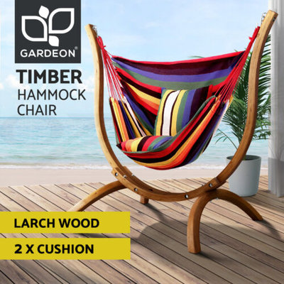 Gardeon Hammock Chair Swing Outdoor Furniture Camping Seat Cushion Wooden Timber $219.95 (RRP $391.99) @ eBay AU