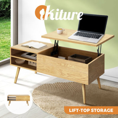 Oikiture Coffee Table Lift Up Top Modern Tables Hidden Book Storage Shelf Wood $95.90 (RRP $224.90) @ eBay AU