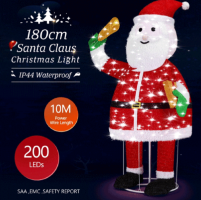 180CM 3D Christmas Santa Claus Light Christmas LED Light Decorations $159.96 (was $289.95) @ Crazy Sales