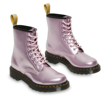 1460 Vegan Metallic Emboss Boot Pink Lavender Alumix Hex Emboss $169.99 (RRP $269.99) @ Dr Martens