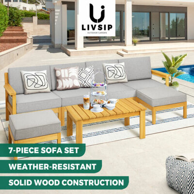 Livsip Outdoor Furniture Sofa Set Garden Lounge Patio Furniture Setting 7 Piece $899.90 (RRP $2199.90) @ eBay AU