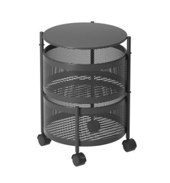 SOGA 2 Tier Steel Round Rotating Kitchen Cart Multi-Functional Shelves with Wheels $66.90 (RRP $104.90) @ Hey Hey