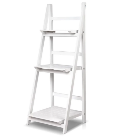 Artiss Display Shelf 3 Tier Wooden Ladder Stand Storage Book Shelves Rack White $74 (RRP $129) @ Kings Warehouse