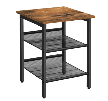 Vasagle Square Side Table with 2 Mesh Shelves Rustic Brown/Black $94.95 (RRP $139) @ Momentous Living