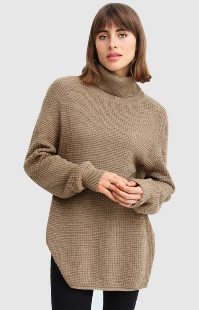 Young Hearts Oversized Turtleneck Jumper Oat $69.95 (RRP $139.95) @ Belle And Bloom