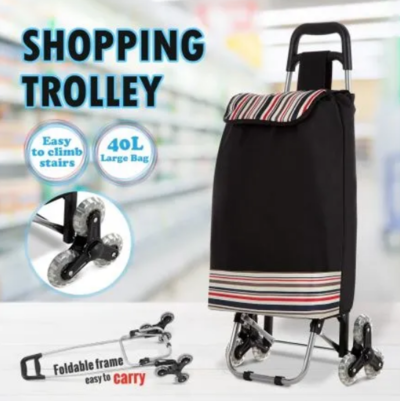 Multi Terrain Aluminium Shopping Trolley Waterproof Nylon Bag Tri-Wheel Black $34.97 (RRP $59.95) @ Best Deals NZ