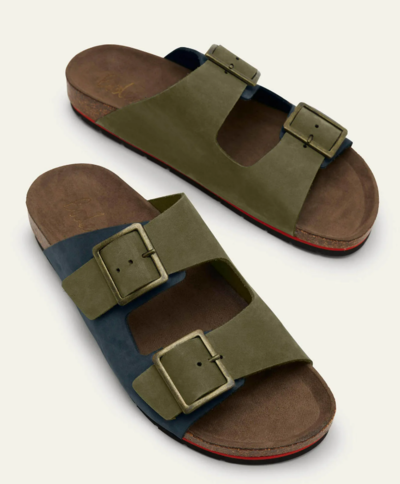 Double Strap Sandal Green Khaki Colourblock $72.80 (RRP $130) @ Boden Clothing