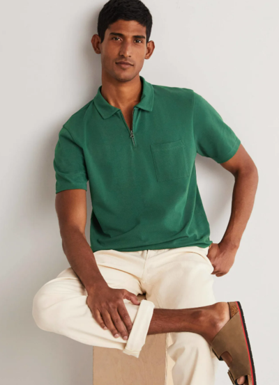 Zip Polo Park Green $47.60 (RRP $85) @ Boden Clothing