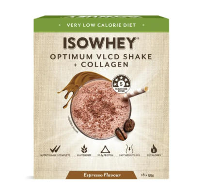 IsoWhey Optimum VLCD Shake + Collagen Espresso 55g X 18 $34.99 (RRP $49.95) @ Chemist Direct