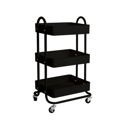 Levede 3 Tiers Kitchen Trolley Cart Steel Storage Rack Shelf Organiser Black $45.99 (RRP $124.99) @ eBay AU