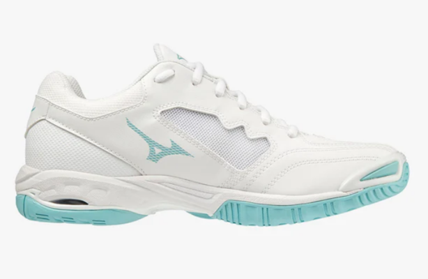 Phantom 2 Women's Netball Shoe White Angel Blue $109 (RRP $180) @ Mizuno