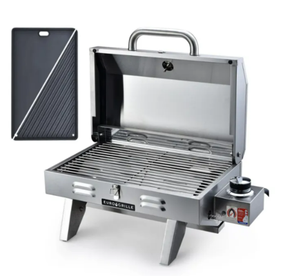 EuroGrille Portable Gas BBQ with Stainless Steel Grill and a Reversible Cast Iron Plate $189 (RRP $459) @ My Topia